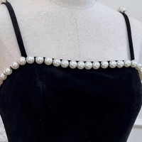 Burgundy Beaded Velvet Prom Dress with Spaghetti strap, Mid Long Evening Dress, Wedding Dress, Handmade Bridesmaid Dress, Evening Dress - Thumbnail 6