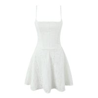 First Love Little White Dress Lace Embroidery Pure Desire One-Shoulder Dress - Thumbnail 1