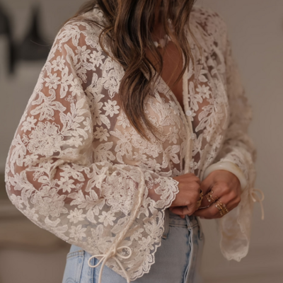 Women's casual long sleeved lace shirt