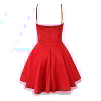Sexy red satin three-layer three-dimensional steel ring lace splicing puffy dress - Thumbnail 3