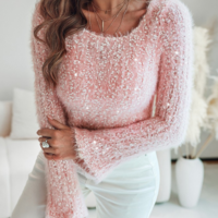 Fashion Pink Long Sleeve Sweater - Thumbnail 1