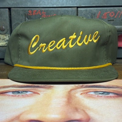 Creative green w/ gold stitch snapback hat 