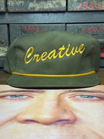 CREATIVE green w/ gold stitch SnapBack hat 