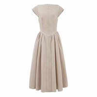 Women's retro round neck sleeveless vest dress with backless mid-length dress - Thumbnail 4