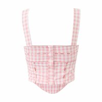 Wear women's plaid irregular camisole sexy navel-baring top - Thumbnail 3