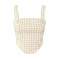 Wear women's plaid irregular camisole sexy navel-baring top - Thumbnail 4