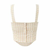 Wear women's plaid irregular camisole sexy navel-baring top - Thumbnail 1