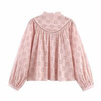 Fashionable hollow embroidery shirt top - Thumbnail 1