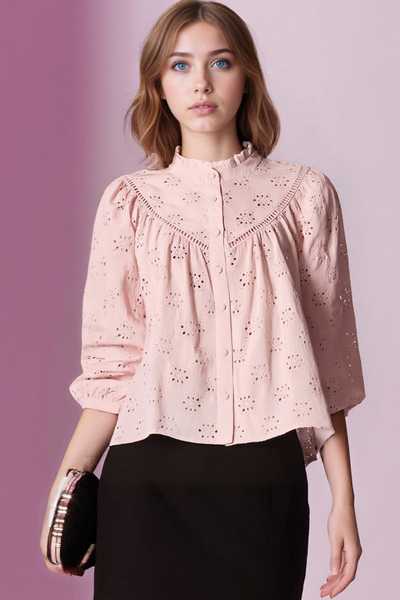 Fashionable hollow embroidery shirt top