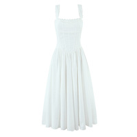 Small slim white long dress with waist and back tie - Thumbnail 1