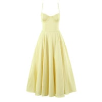 Princess dress elegant mesh long yellow dress with double layer - Thumbnail 2