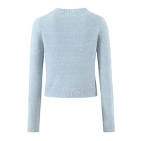 Retro blue sweet embroidery knitted gentle cardigan round neck simple long sleeve versatile sweater jacket - Thumbnail 1