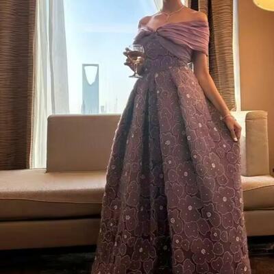 Customized elegant off the shoulder empire party dress short floor length ruched formal evening gowns