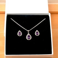 BOXED GIFT SET/Sterling Silver Amethyst Pendant & Chain/Amethyst Necklace/Amethyst Jewellery/Amethyst Earrings/UK - Thumbnail 9