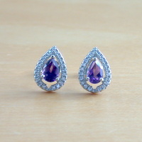 BOXED GIFT SET/Sterling Silver Amethyst Pendant & Chain/Amethyst Necklace/Amethyst Jewellery/Amethyst Earrings/UK - Thumbnail 4