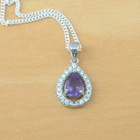 BOXED GIFT SET/Sterling Silver Amethyst Pendant & Chain/Amethyst Necklace/Amethyst Jewellery/Amethyst Earrings/UK - Thumbnail 1