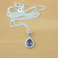 BOXED GIFT SET/Sterling Silver Amethyst Pendant & Chain/Amethyst Necklace/Amethyst Jewellery/Amethyst Earrings/UK - Thumbnail 2