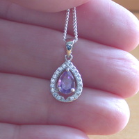 BOXED GIFT SET/Sterling Silver Amethyst Pendant & Chain/Amethyst Necklace/Amethyst Jewellery/Amethyst Earrings/UK - Thumbnail 3