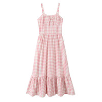 Women's sweet and fresh waist plaid dress with ruffles - Thumbnail 2