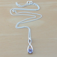 BOXED GIFT/Amethyst Twist Pendant & 18" Sterling Silver Chain/Amethyst Necklace/Amethyst Jewellery/Amethyst Jewelery/February Birthstone/UK - Thumbnail 2