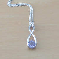 BOXED GIFT/Amethyst Twist Pendant & 18" Sterling Silver Chain/Amethyst Necklace/Amethyst Jewellery/Amethyst Jewelery/February Birthstone/UK - Thumbnail 1