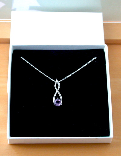 BOXED GIFT/Amethyst Twist Pendant & 18" Sterling Silver Chain/Amethyst Necklace/Amethyst Jewellery/Amethyst Jewelery/February Birthstone/UK