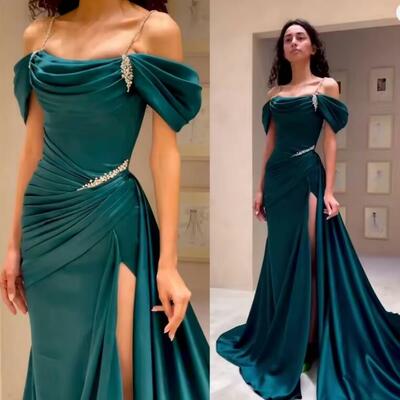 Customized prom dresses exquisite off-the-shoulder ball gown sweep/brush evening sequin s formal occasion