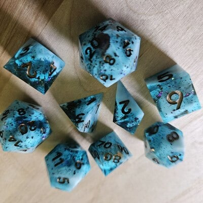 Azure brushstrokes hard-edged dice set