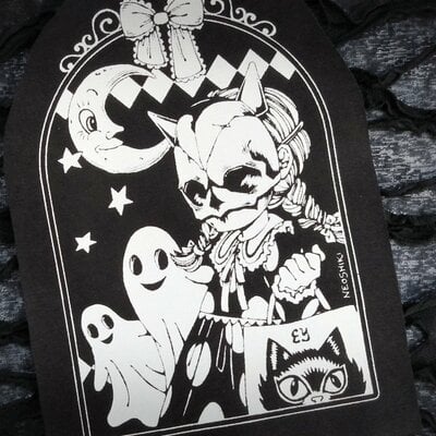 Trick or treat girl & ghosts kawaii patches - Thumbnail 1