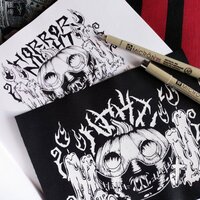 Jack-o-Lantern with Hannibal Mask Horror Sew-on Patches - Thumbnail 6