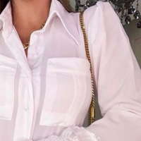 Pocket Lace Patchwork Flared Sleeve Shirt - Thumbnail 1