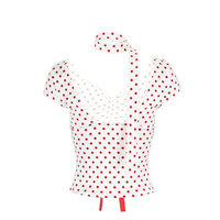 Fashionable, fresh and sweet polka dot lace-up bow girly style slim T-shirt - Thumbnail 1