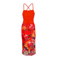 Sexy halterneck satin mesh print halter top hip dress - Thumbnail 4