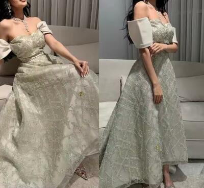 Customized Prom Dress Sparkle Off-the-shoulder A-line Beading Evening Formal Gown