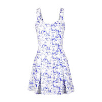 Printed sexy halter backless waisted dress with fresh temperament - Thumbnail 1