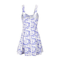 Printed sexy halter backless waisted dress with fresh temperament - Thumbnail 2