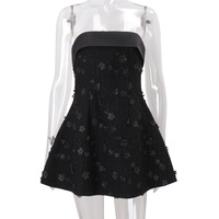 Sexy tube top backless fashionable slim fit floral dress A-line skirt short skirt - Thumbnail 4