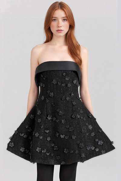 Sexy tube top backless fashionable slim fit floral dress A-line skirt short skirt