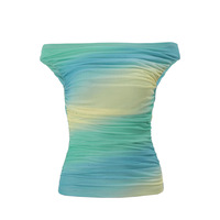 Sexy hot girl one-shoulder gradient color matching short vest top - Thumbnail 6