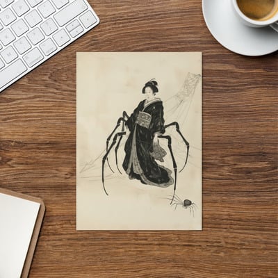 Jorugumo spider woman greeting card - japanese ghosts, ghouls & spirits