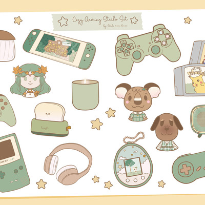 Cozy gaming - green sticker sheet