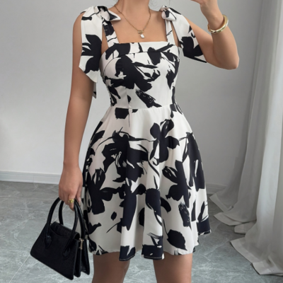 Fashion sexy sleeveless printed dress