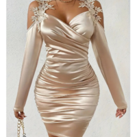 Elegant Lace Tight Fitting Long Sleeved Dress - Thumbnail 3