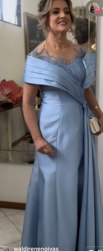Elegant Sheath Sky Blue Mother of the Bride/ Groom Dresses Formal Evening Gown
