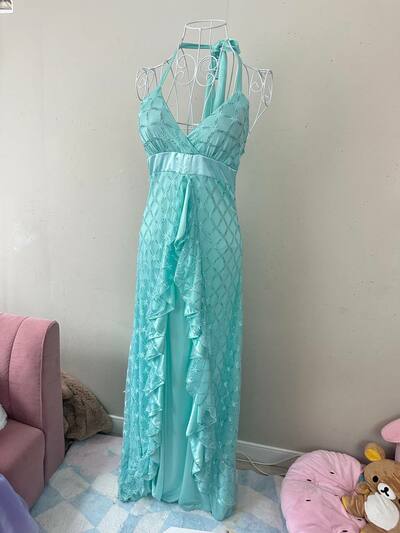 Vintage Mermaid Teal Prom Dress