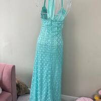 Vintage Mermaid Teal Prom Dress - Thumbnail 2