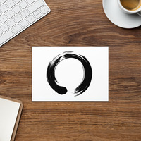 Enso White - Zen Buddhist Inspired Greetings Card - Japanese Calligraphy Circle - Thumbnail 2