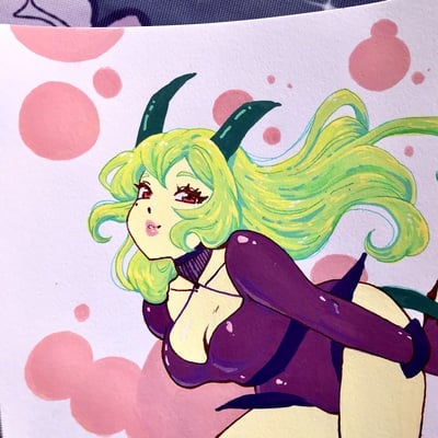 5.5 x 8.5 inch monster babe painting 