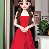 Premium Cut Bridal Gown Dress In Solid Velvet Satin, Square Neck+ Hollow Deep V Back, Piano Perform Suit Elegant Prom Dress - Thumbnail 4