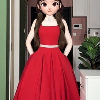 Premium Cut Bridal Gown Dress In Solid Velvet Satin, Square Neck+ Hollow Deep V Back, Piano Perform Suit Elegant Prom Dress - Thumbnail 7